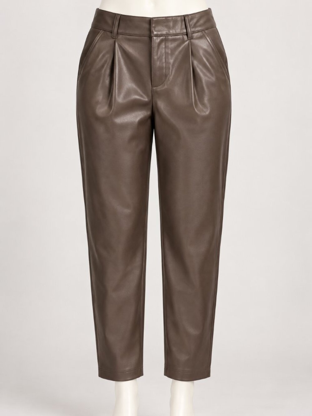 A New Day Faux Leather Pleated Pants Chocolate Brown Size 16 NWT